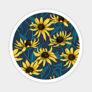 Yellow Rudbekia on navy Magnet